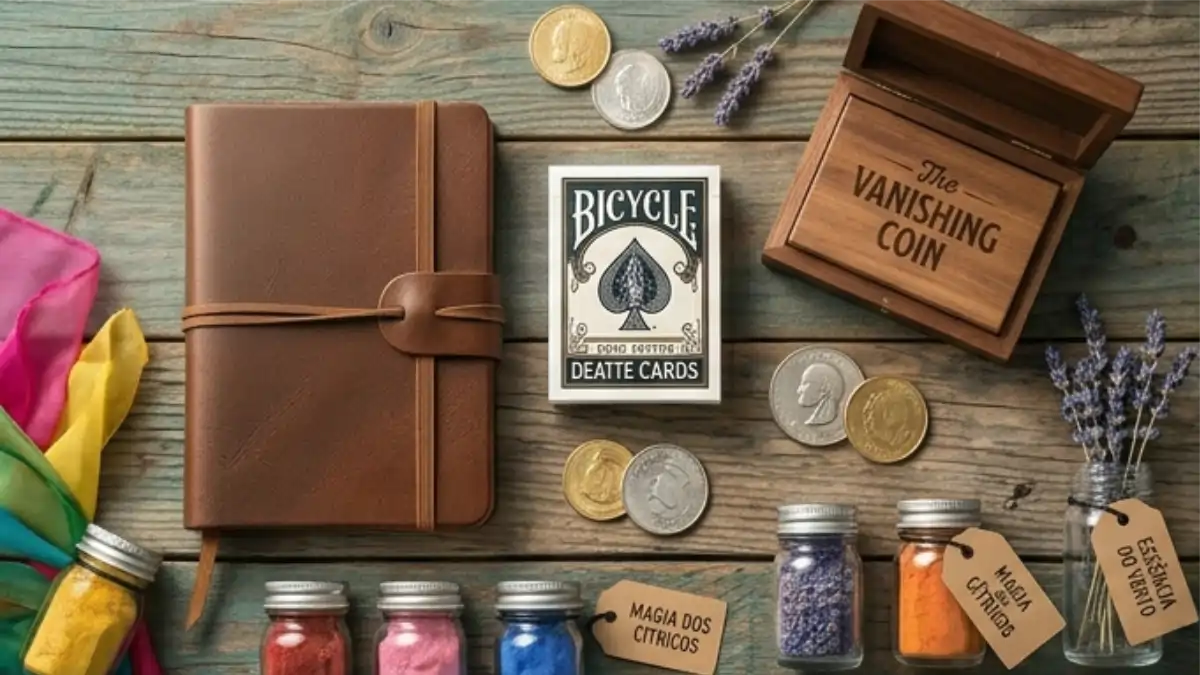 apetrechos de mágicas sobre uma mesa no blog Conversa Pronta.