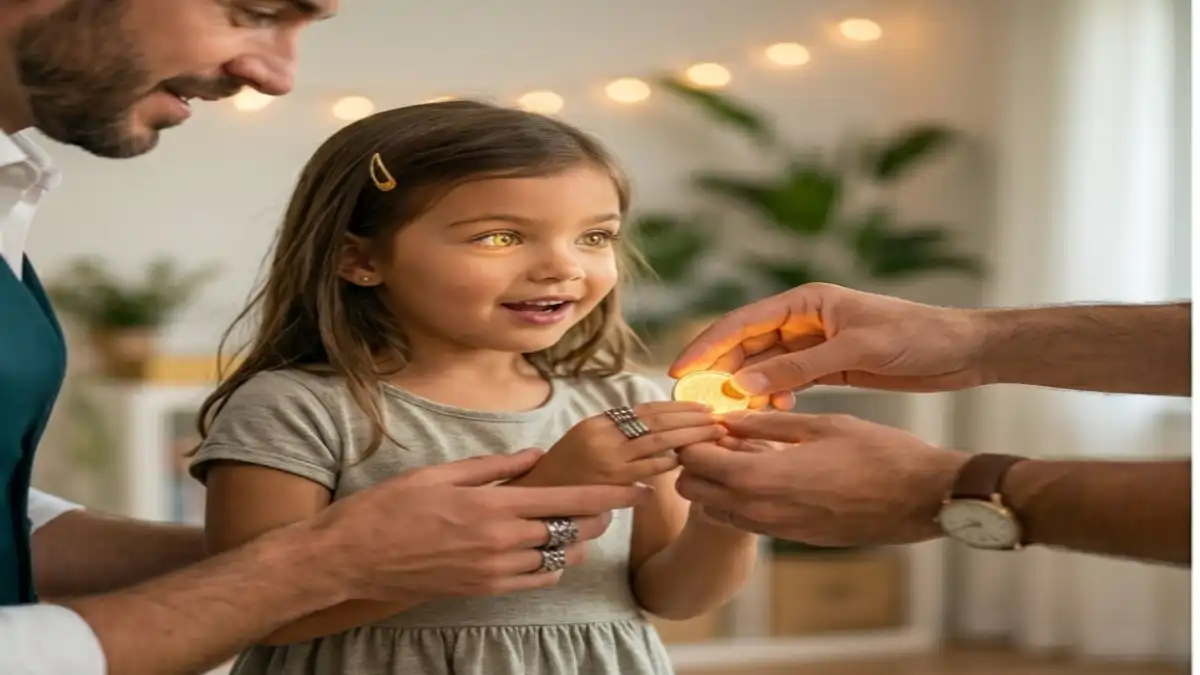 Uma menina impressionada com as mágicas na festa infantil, dicas no blog Conversa Pronta.