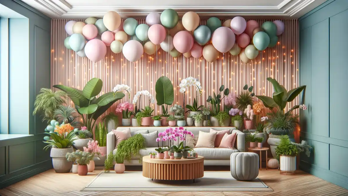 Plantas na festa de 15 anos, tudo completo no artigo do blog Conversa Pronta.