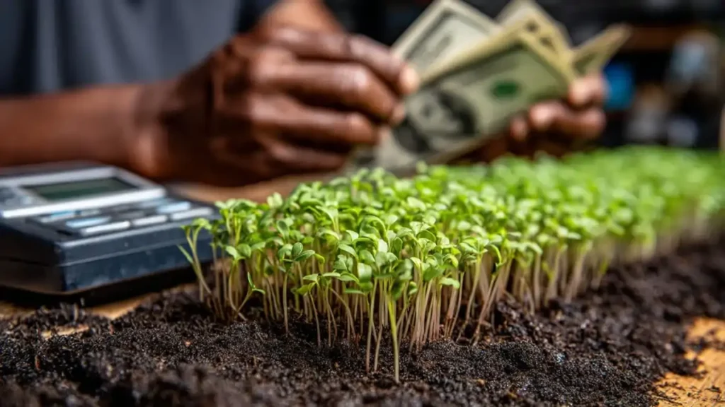 Homem ganhando dinheiro com microverdes, em casa. Dicas no blog Conversa Pronta.