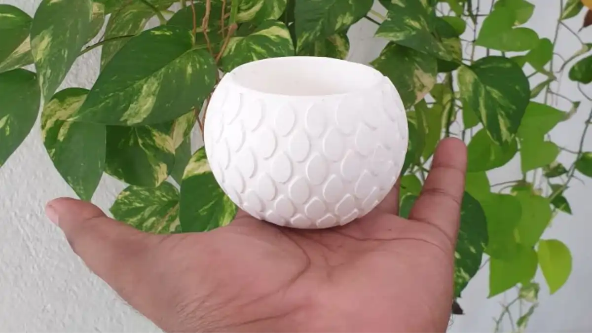 Vaso de gesso para suculetas e cactos aqui no blog Conversa Pronta.