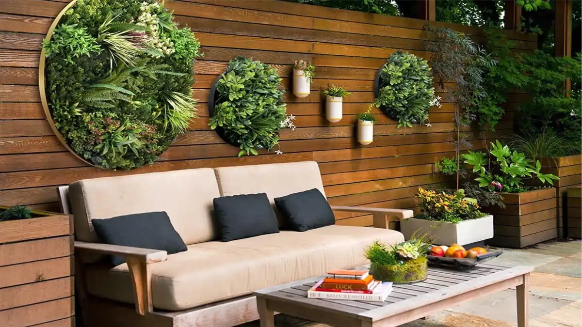 Parede verde com plantas híbridas feita na sala da casa. Dicas no Blog Conversa Pronta.