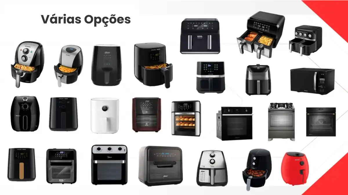 Air Fryer, várias marcas, para preparo de receitas rápidas no blog Conversa Pronta.