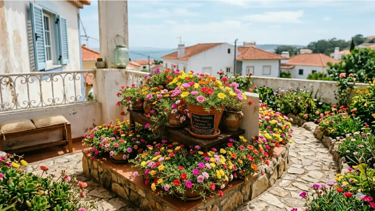 Cultivo de onze-horas em um canteiro no quintal de uma casa no blog Conversa Pronta.