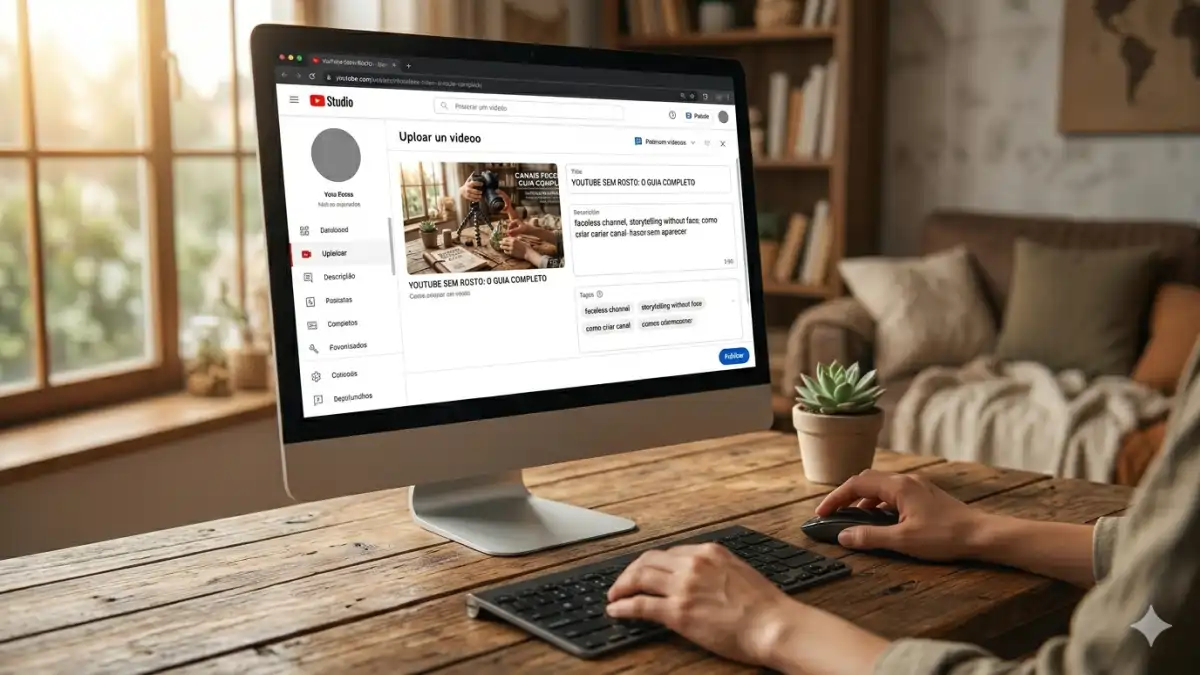 YouTube mostrando um canal sem rosto, as dicas no blog Conversa pronta.